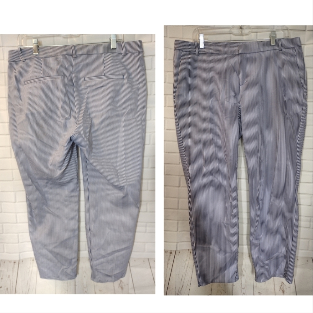 LCW Vision Nautical Blue and White Striped Ankle Pants